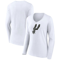 NBA - San Antonio Spurs Women's Logo Long Sleeve V-Neck T-Shirt - White