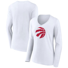 NBA - Toronto Raptors Women's Logo Long Sleeve V-Neck T-Shirt - White