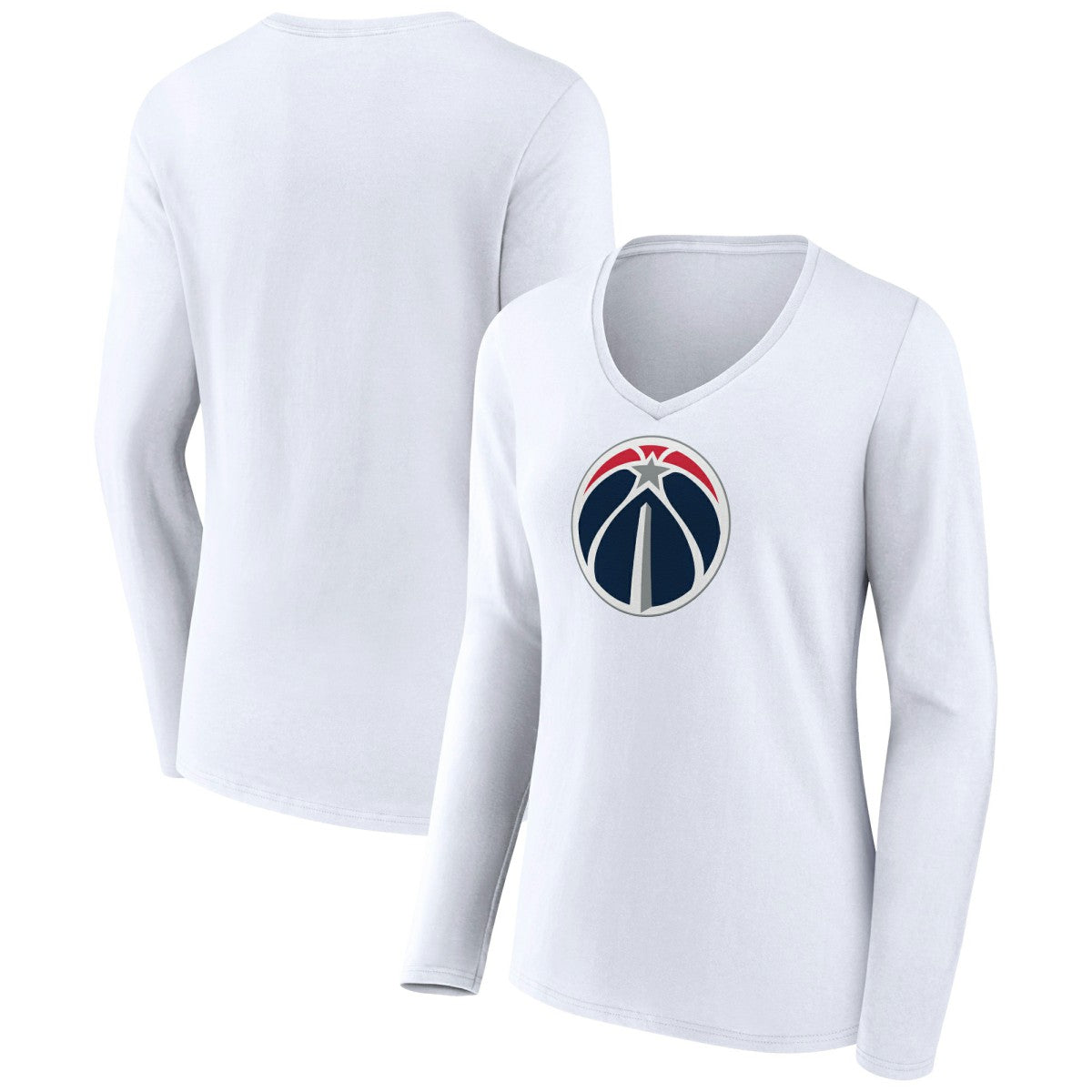 NBA - Washington Wizards Women's Logo Long Sleeve V-Neck T-Shirt - White