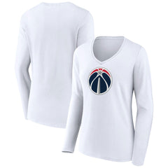 NBA - Washington Wizards Women's Logo Long Sleeve V-Neck T-Shirt - White