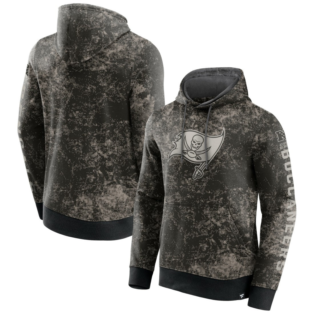 Tampa Bay Buccaneers Blackout Tonal Pullover Hoodie Black/Gray - Fanatics