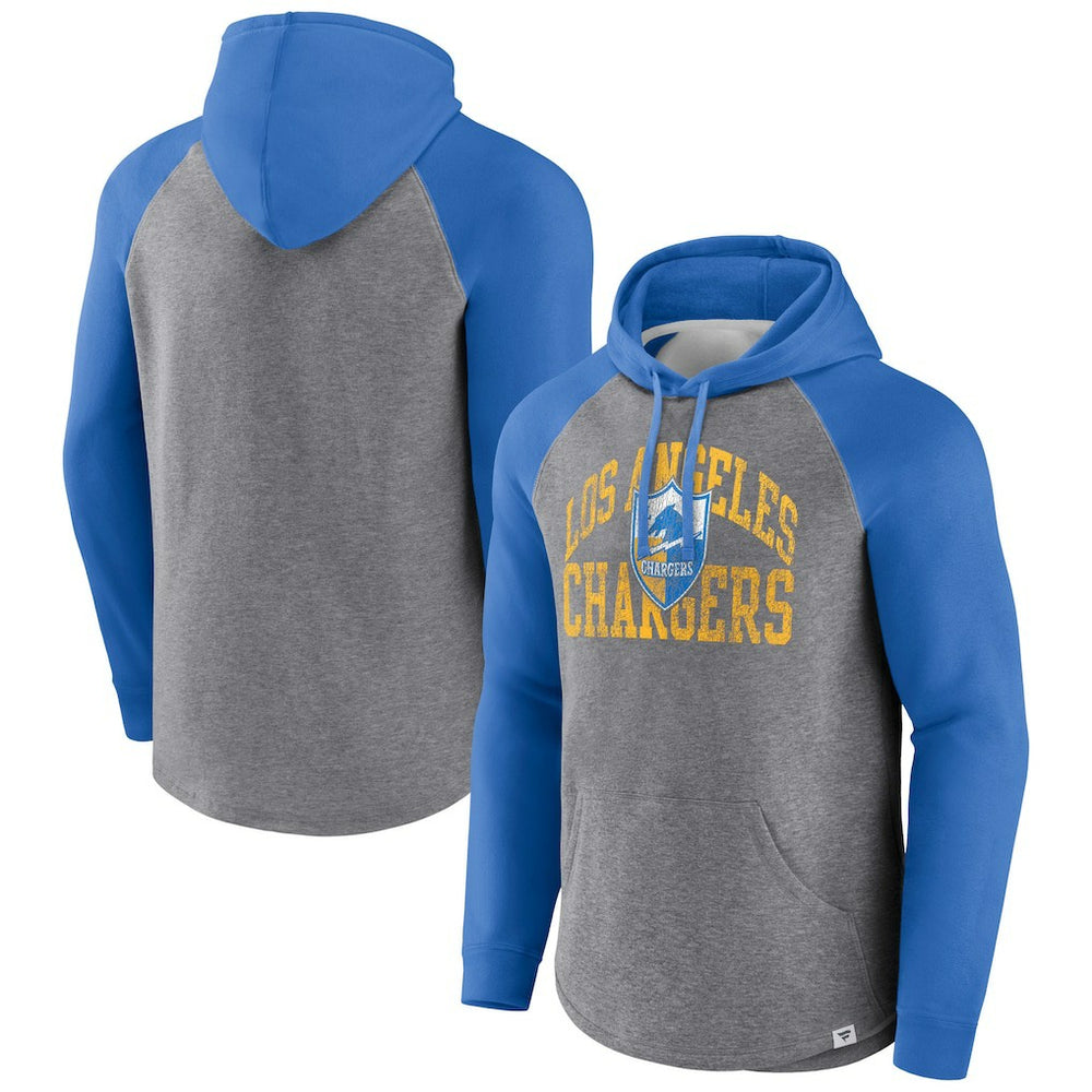 Los Angeles Chargers Favorite Arch Raglan Pullover Hoodie Heather Gray - Fanatics