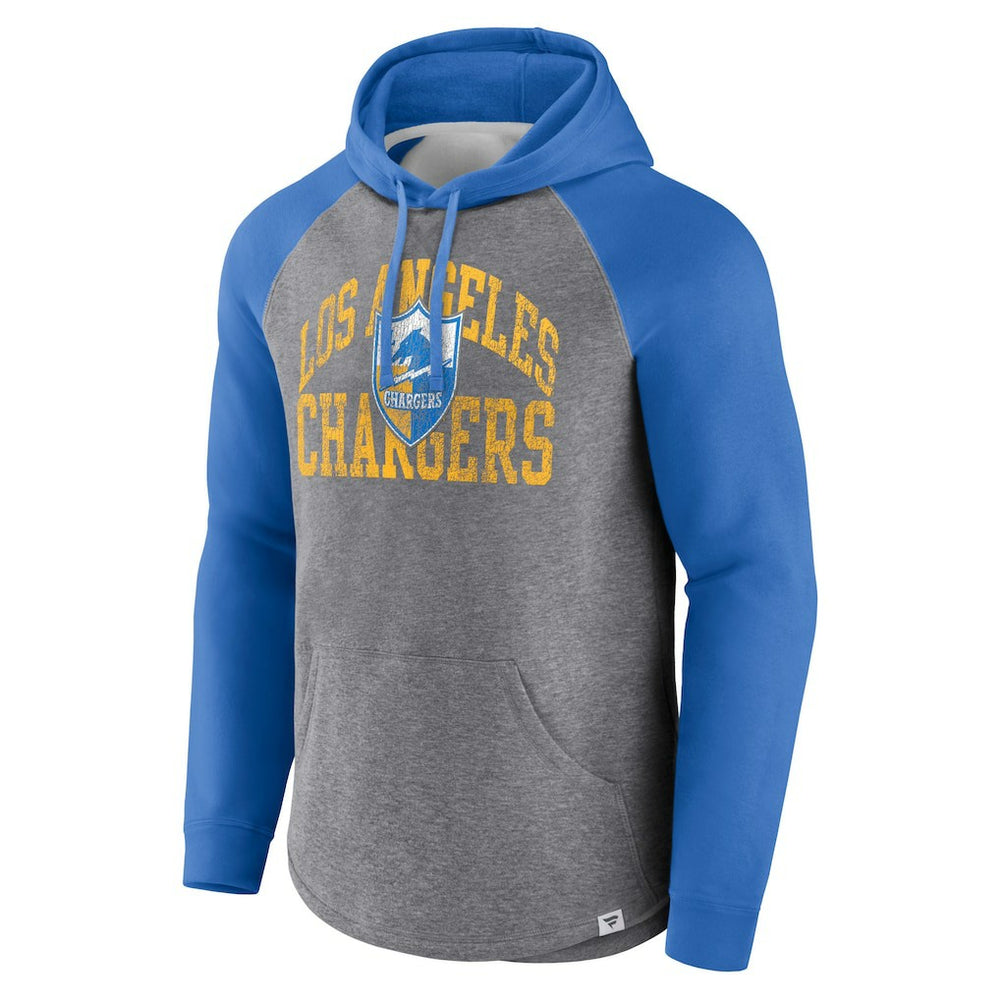 Los Angeles Chargers Favorite Arch Raglan Pullover Hoodie Heather Gray - Fanatics