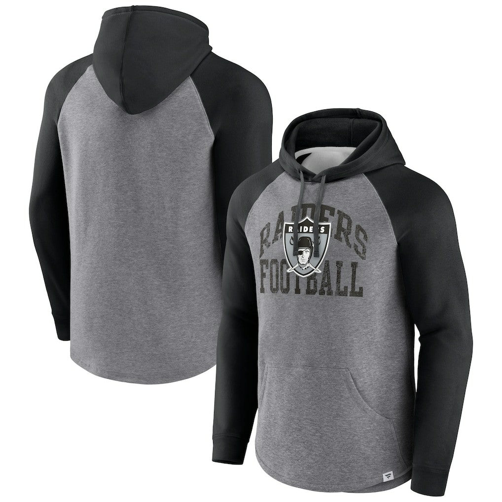 Las Vegas Raiders Favorite Arch Raglan Pullover Hoodie Heather Gray - Fanatics