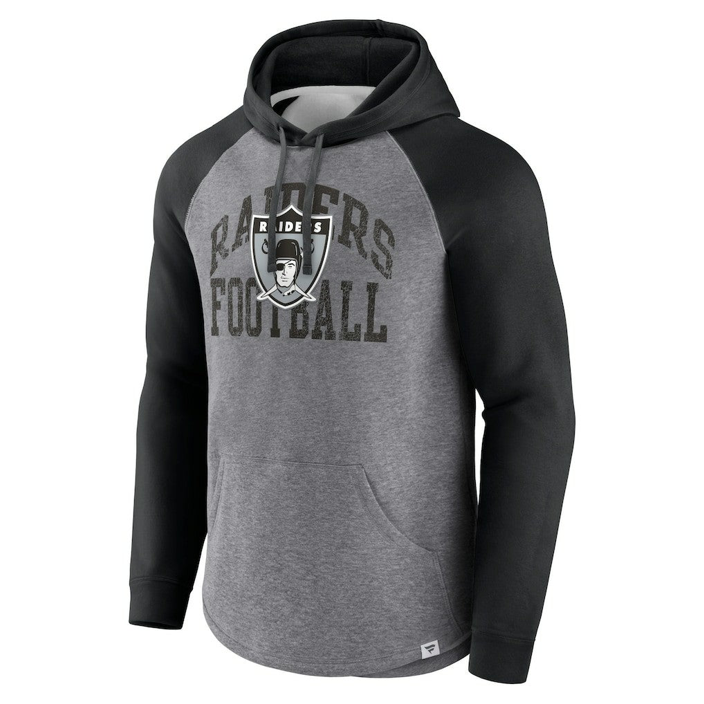 Las Vegas Raiders Favorite Arch Raglan Pullover Hoodie Heather Gray - Fanatics