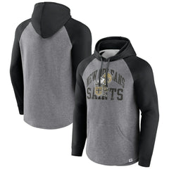New Orleans Saints Favorite Arch Raglan Pullover Hoodie Heather Gray - Fanatics