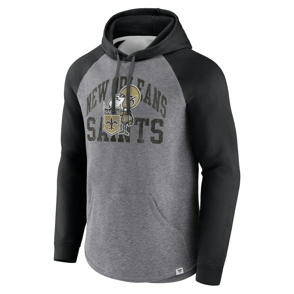 New Orleans Saints Favorite Arch Raglan Pullover Hoodie Heather Gray - Fanatics