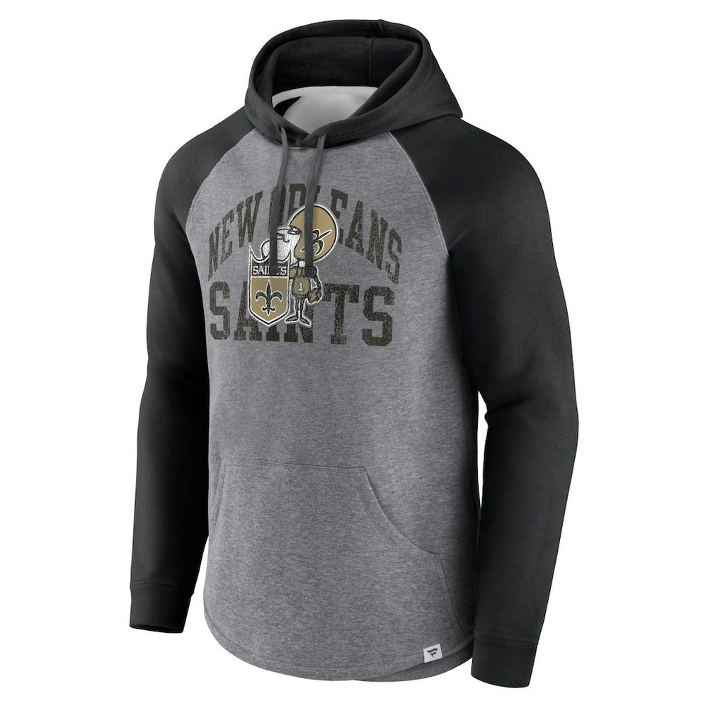 New Orleans Saints Favorite Arch Raglan Pullover Hoodie Heather Gray - Fanatics