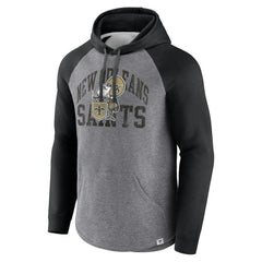 New Orleans Saints Favorite Arch Raglan Pullover Hoodie Heather Gray - Fanatics