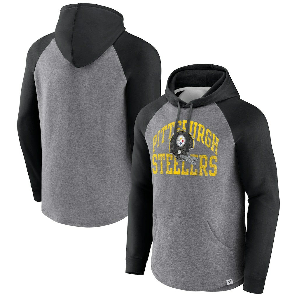 Pittsburgh Steelers Favorite Arch Raglan Pullover Hoodie Heather Gray - Fanatics