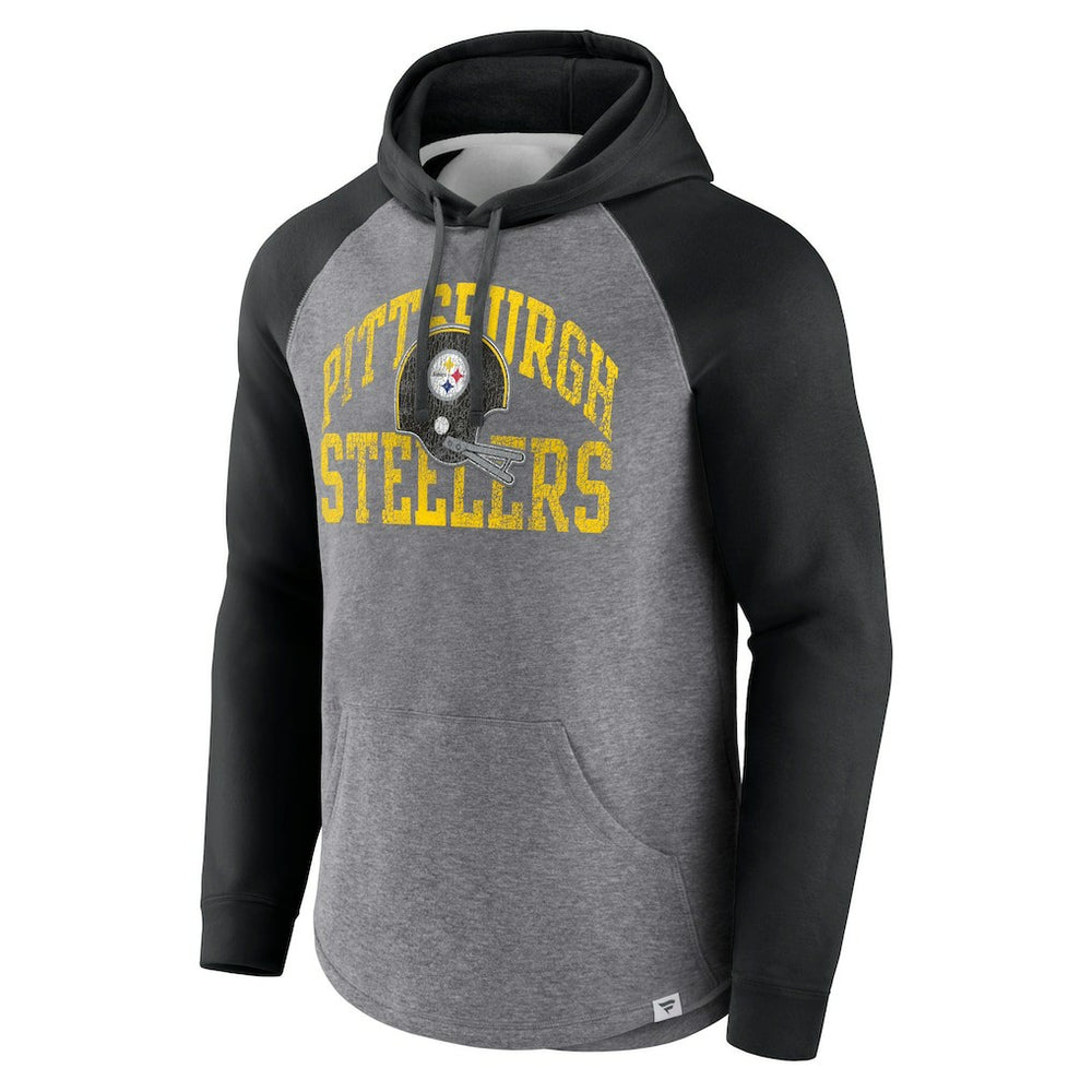 Pittsburgh Steelers Favorite Arch Raglan Pullover Hoodie Heather Gray - Fanatics