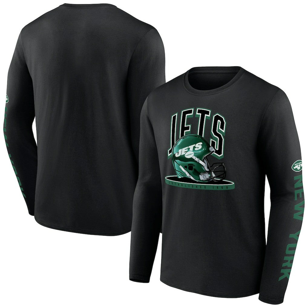 New York Jets Helmet Platform Long Sleeve T-Shirt Black - Fanatics