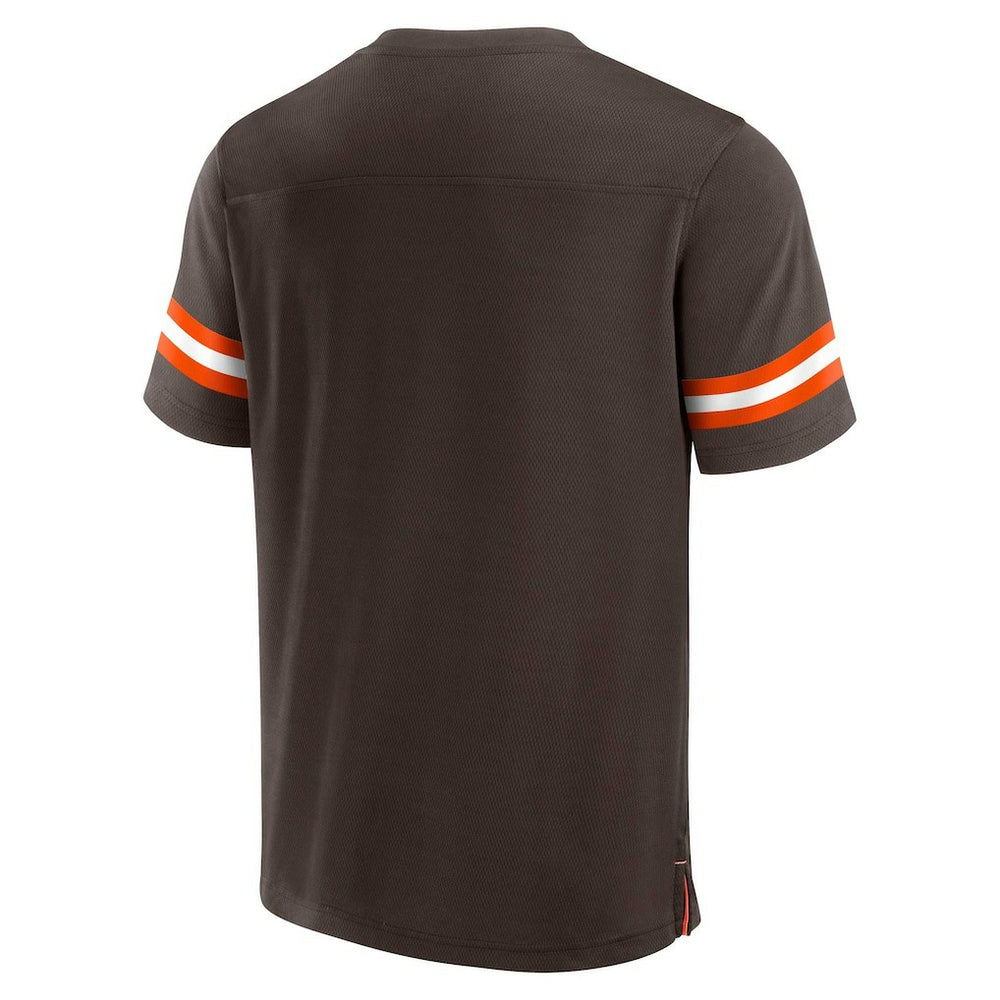 Cleveland Browns Jersey Tackle V-Neck T-Shirt Brown - Fanatics