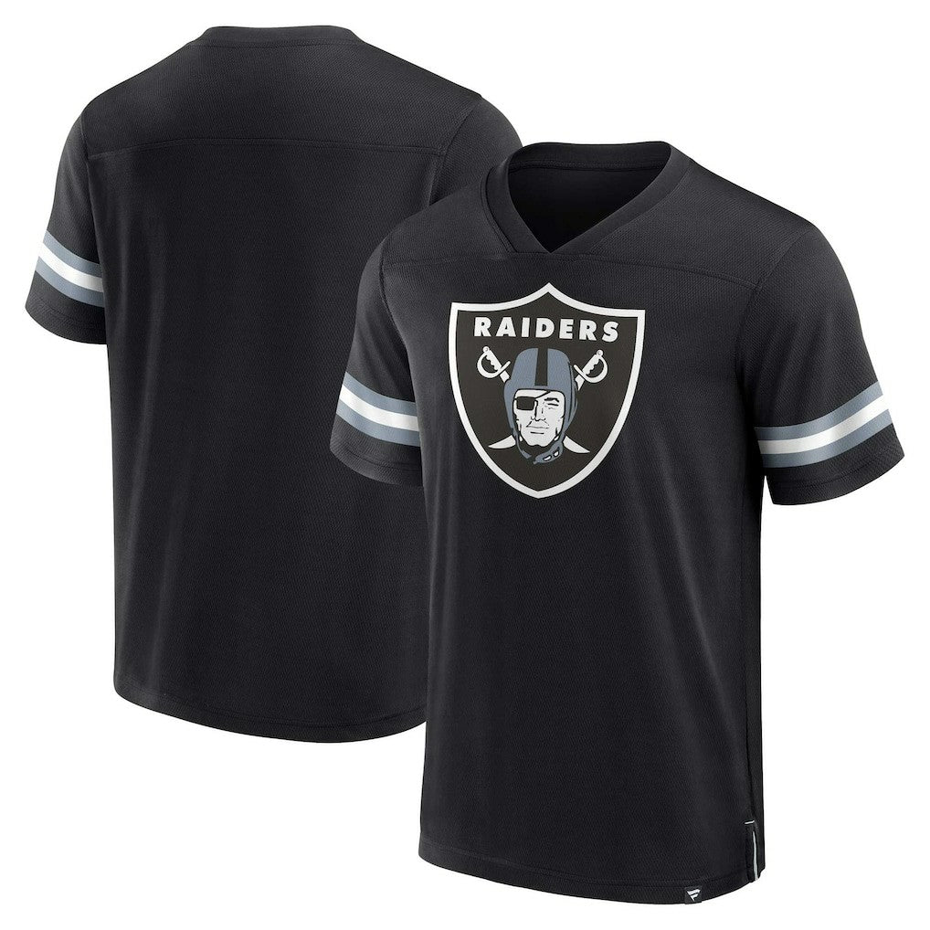 Las Vegas Raiders Jersey Tackle V-Neck T-Shirt Black - Fanatics