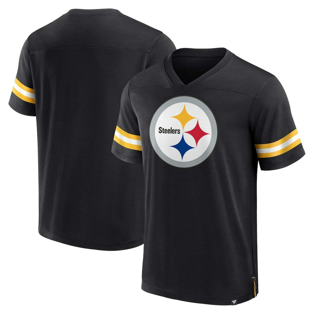 Pittsburgh Steelers Jersey Tackle V-Neck T-Shirt Black - Fanatics