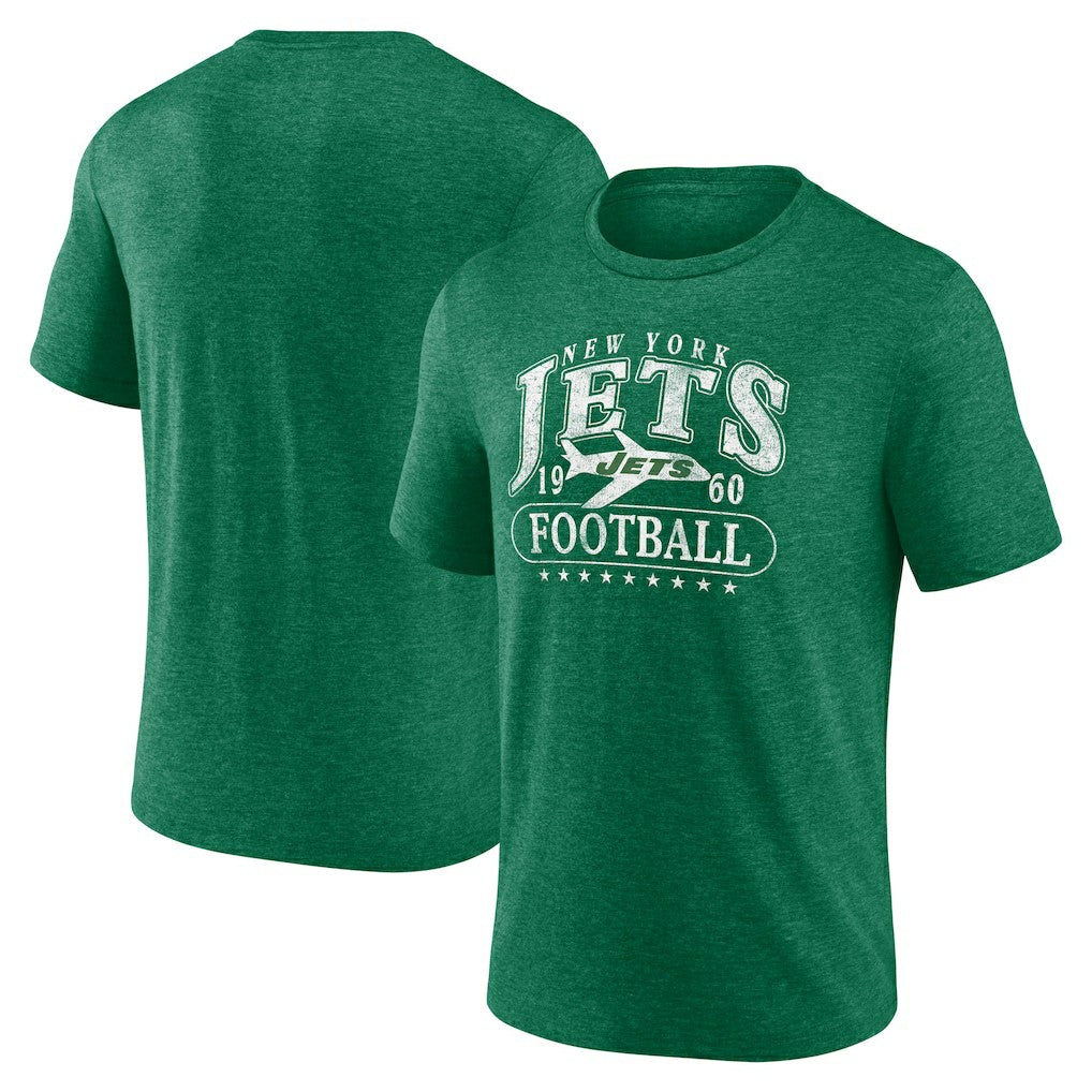 New York Jets Retro Tri-Blend T-Shirt Heather Green - Fanatics