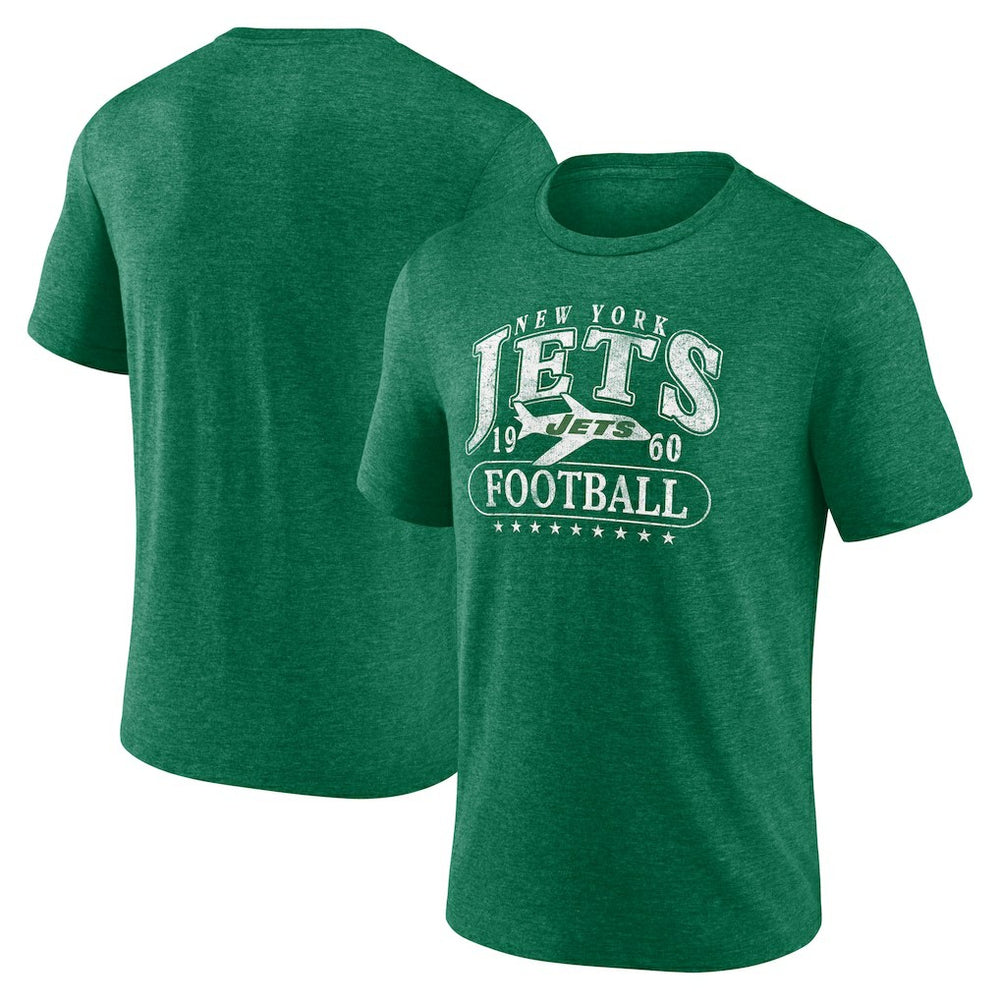 New York Jets Retro Tri-Blend T-Shirt Heather Green - Fanatics