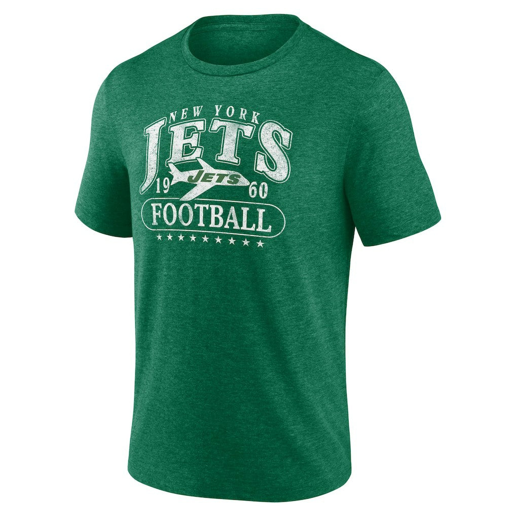 New York Jets Retro Tri-Blend T-Shirt Heather Green - Fanatics