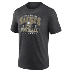 New Orleans Saints Retro Tri-Blend T-Shirt Heather Charcoal - Fanatics
