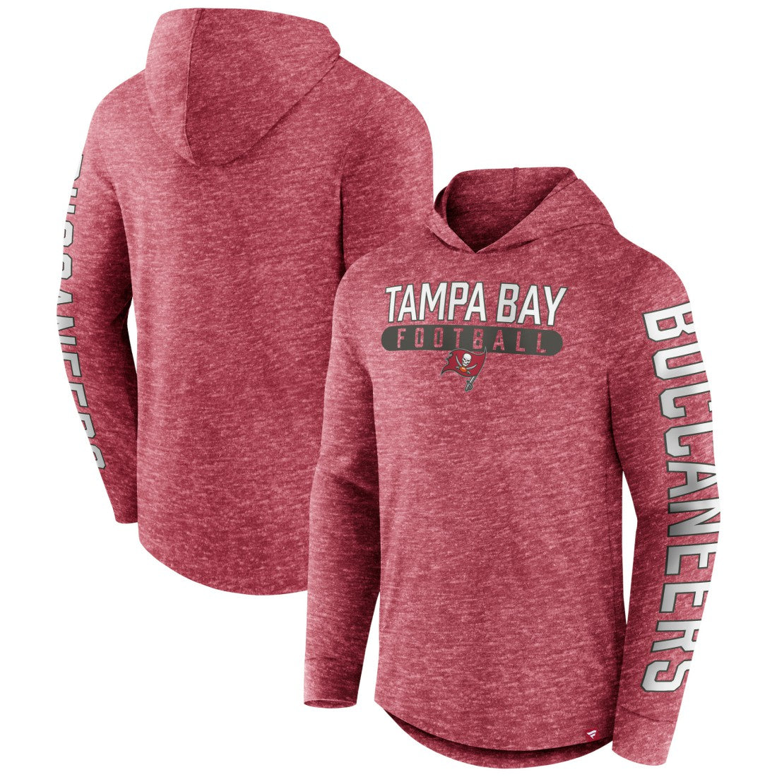 Tampa Bay Buccaneers Pill Stack Long Sleeve Hoodie T-Shirt Heather Red - Fanatics