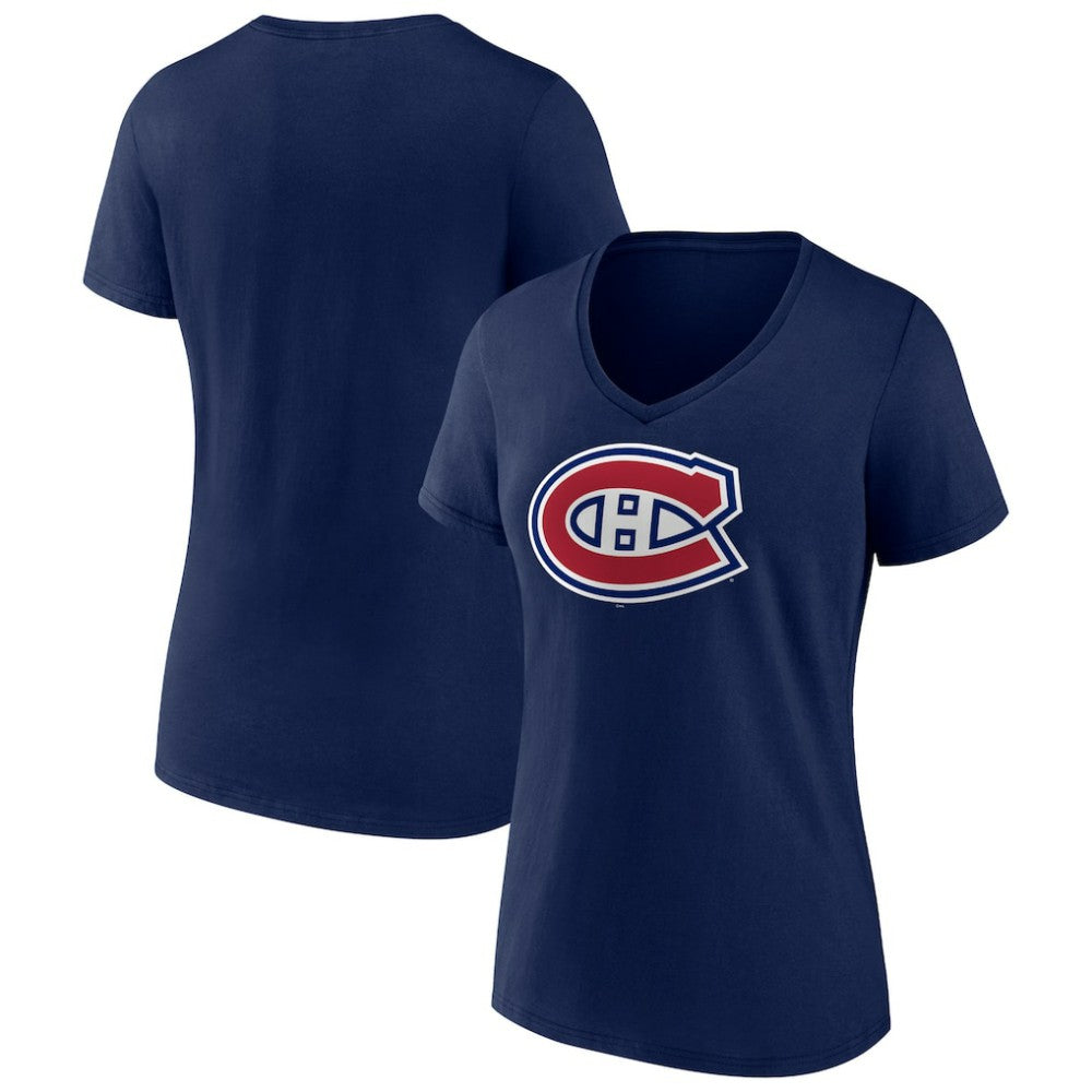 Montreal Canadiens - Women's Team Logo V-Neck T-Shirt Navy