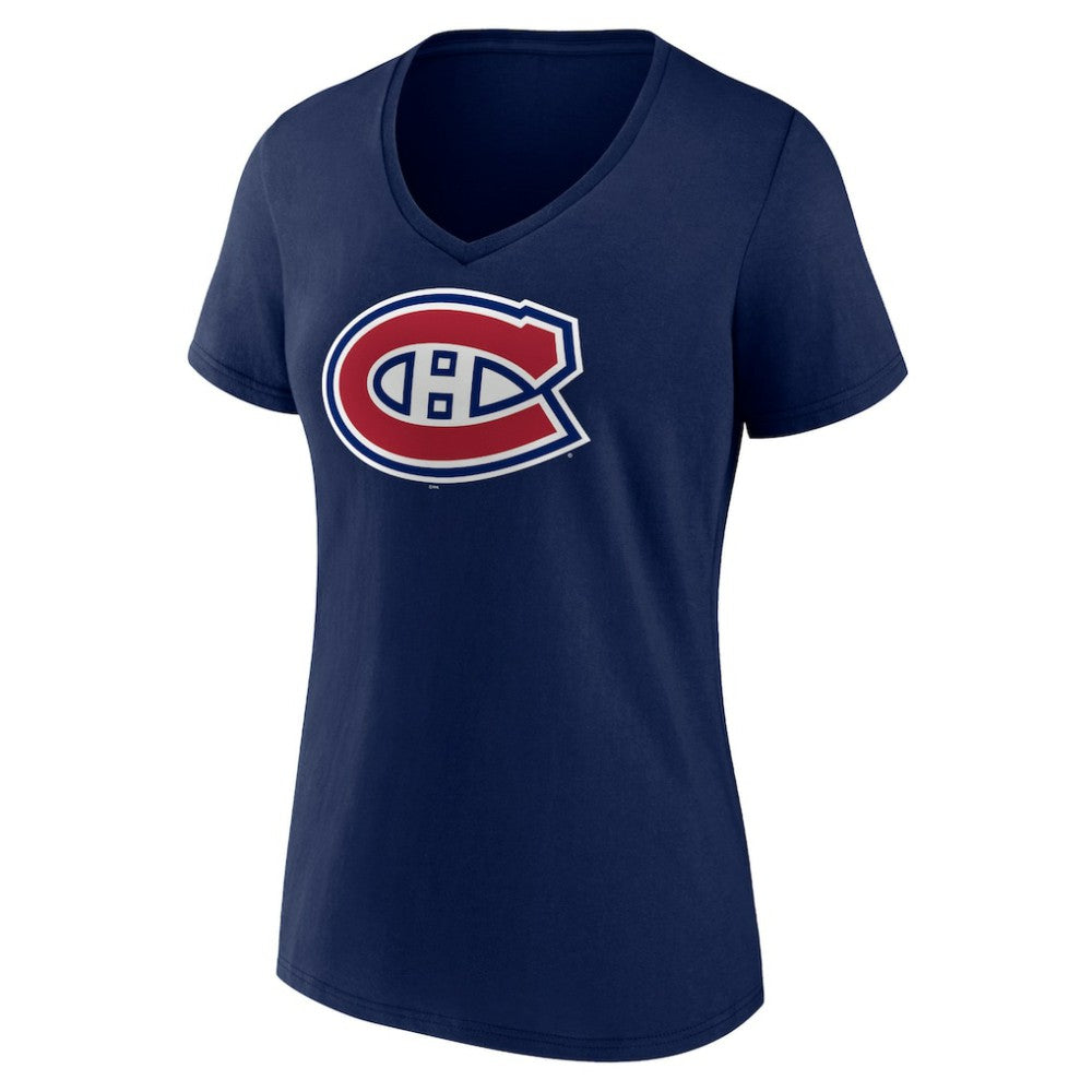 Montreal Canadiens - Women's Team Logo V-Neck T-Shirt Navy
