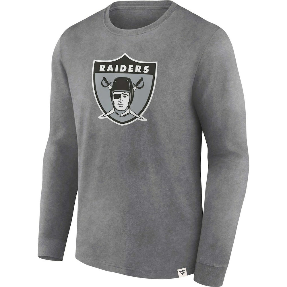 Las Vegas Raiders Washed Primary Long Sleeve T-Shirt Heather Charcoal - Fanatics