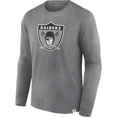 Las Vegas Raiders Washed Primary Long Sleeve T-Shirt Heather Charcoal - Fanatics