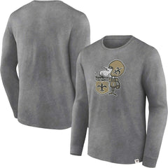 New Orleans Saints Washed Primary Long Sleeve T-Shirt Heather Charcoal - Fanatics