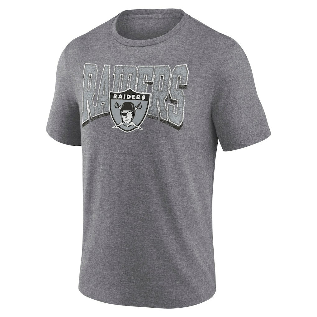 Las Vegas Raiders Warped Block Tri-Blend T-Shirt Heather Gray - Fanatics