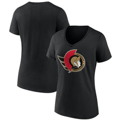 Ottawa Senators - Women's Team Logo V-Neck T-Shirt Black
