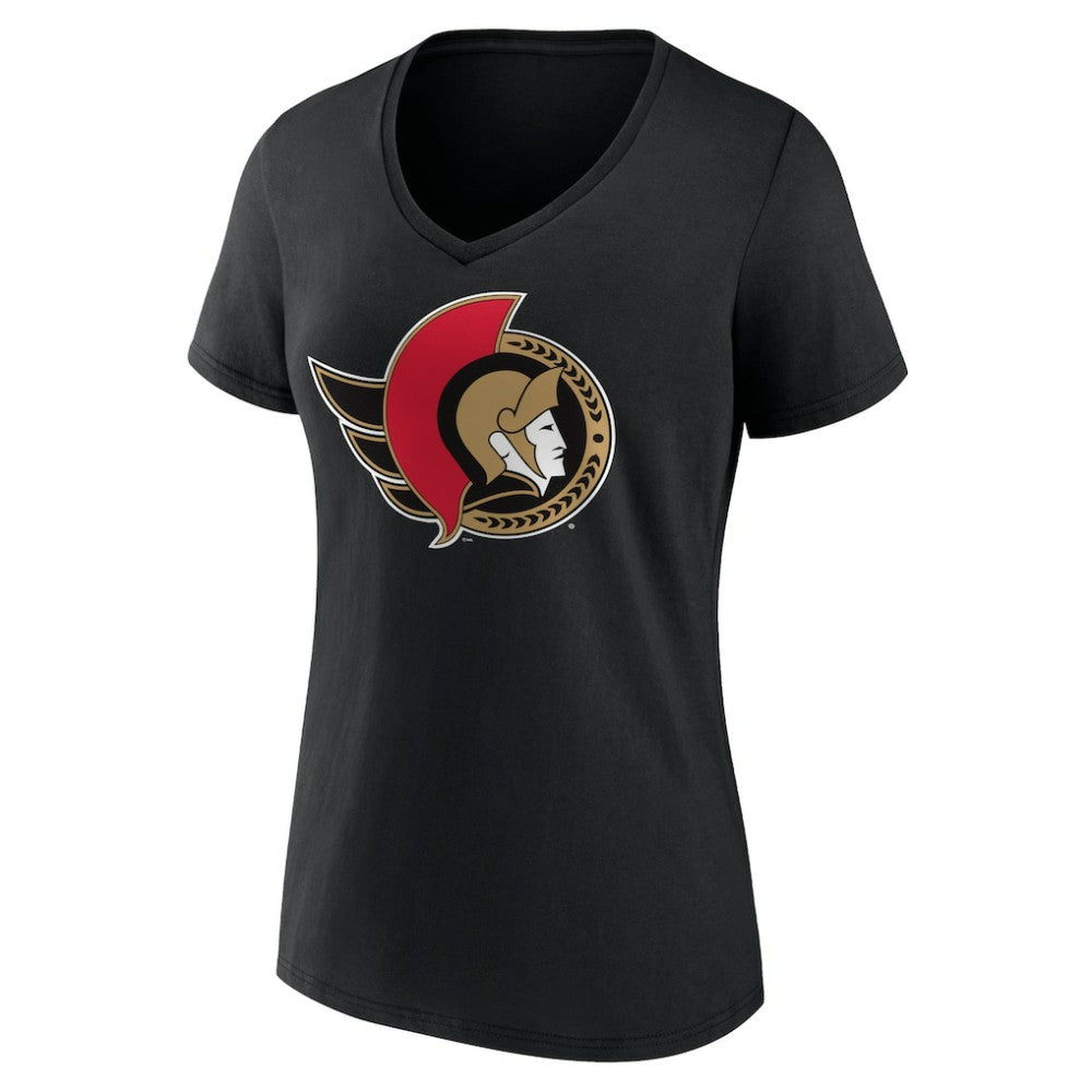 Ottawa Senators - Women's Team Logo V-Neck T-Shirt Black