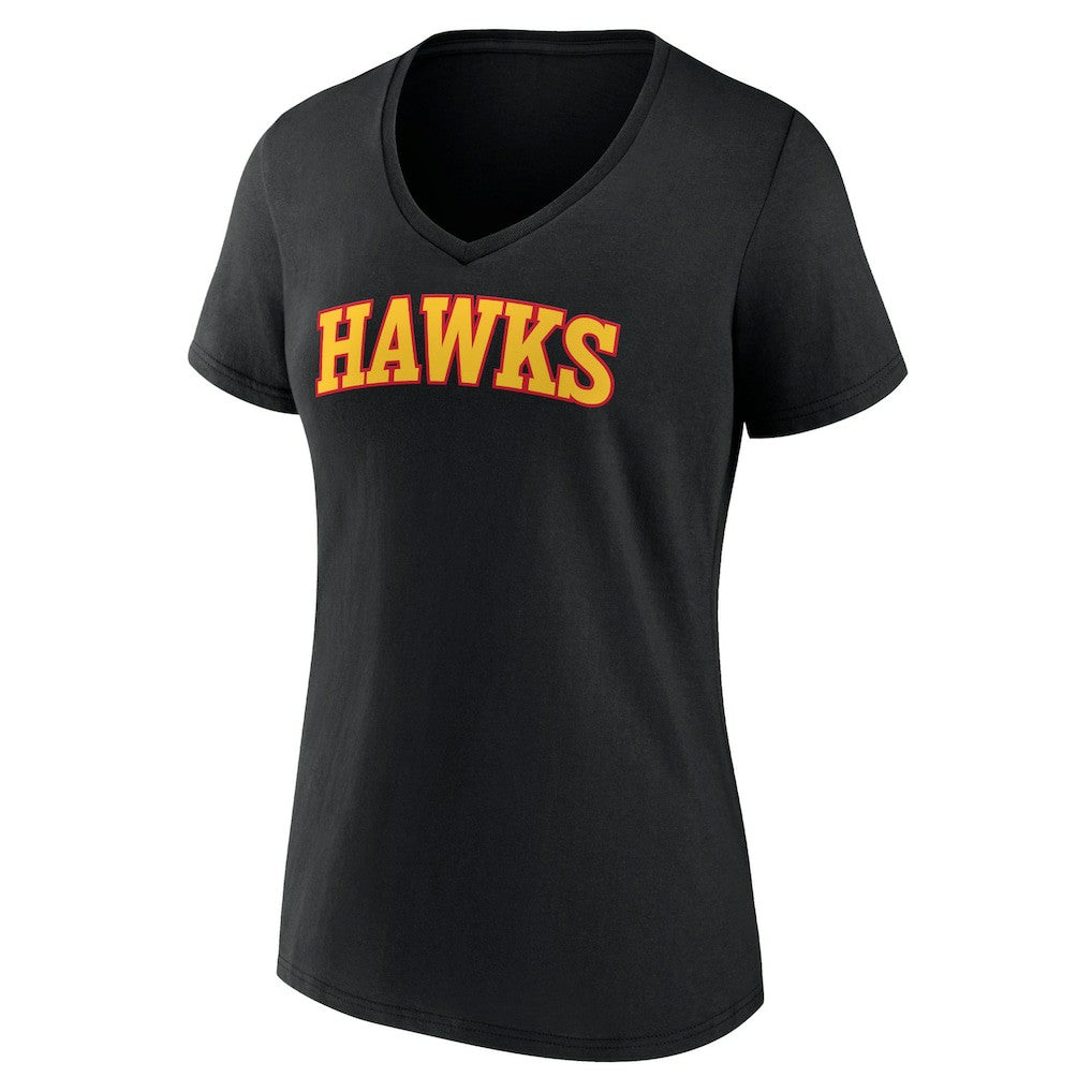 NBA - Atlanta Hawks Women's Wordmark V-Neck T-Shirt - Black