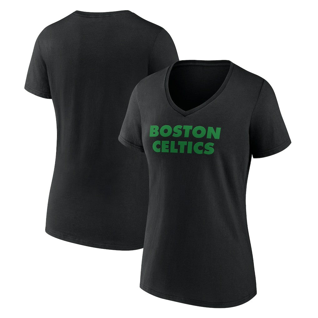 NBA - Boston Celtics Women's Wordmark V-Neck T-Shirt - Black