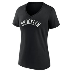 NBA - Brooklyn Nets Women's Wordmark V-Neck T-Shirt - Black