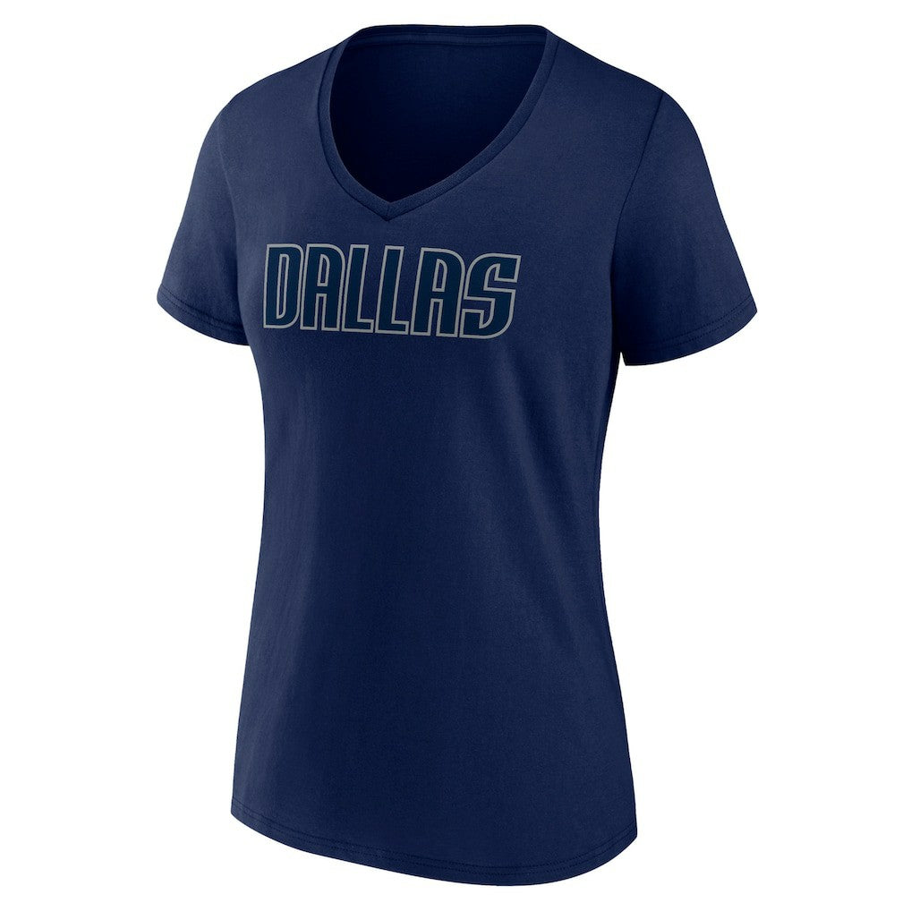 NBA - Dallas Mavericks Women's Wordmark V-Neck T-Shirt - Navy