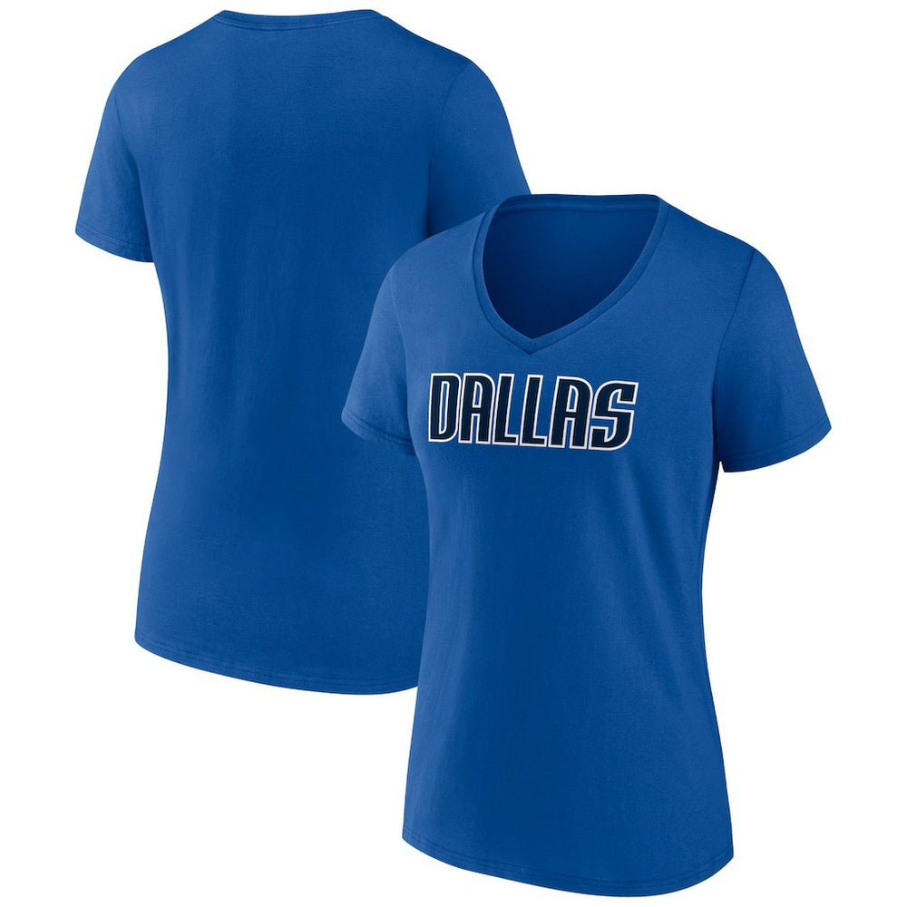 NBA - Dallas Mavericks Women's Wordmark V-Neck T-Shirt - Royal