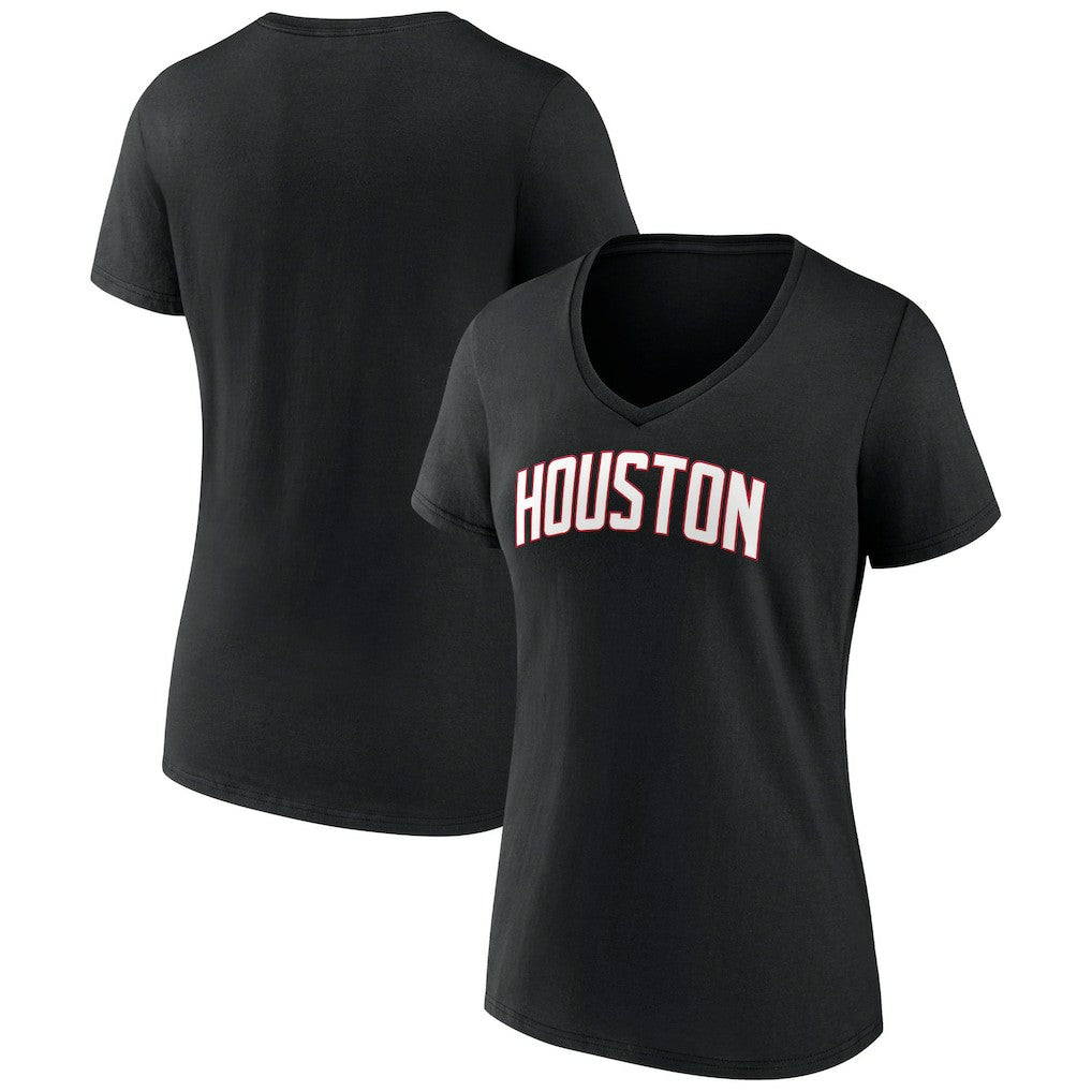 NBA - Houston Rockets Women's Wordmark V-Neck T-Shirt - Black