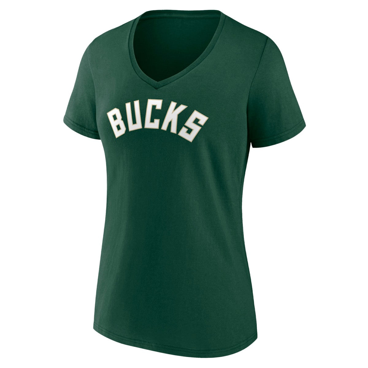 NBA - Milwaukee Bucks Women's Wordmark V-Neck T-Shirt - Green