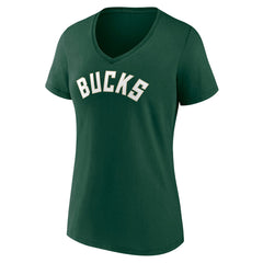 NBA - Milwaukee Bucks Women's Wordmark V-Neck T-Shirt - Green