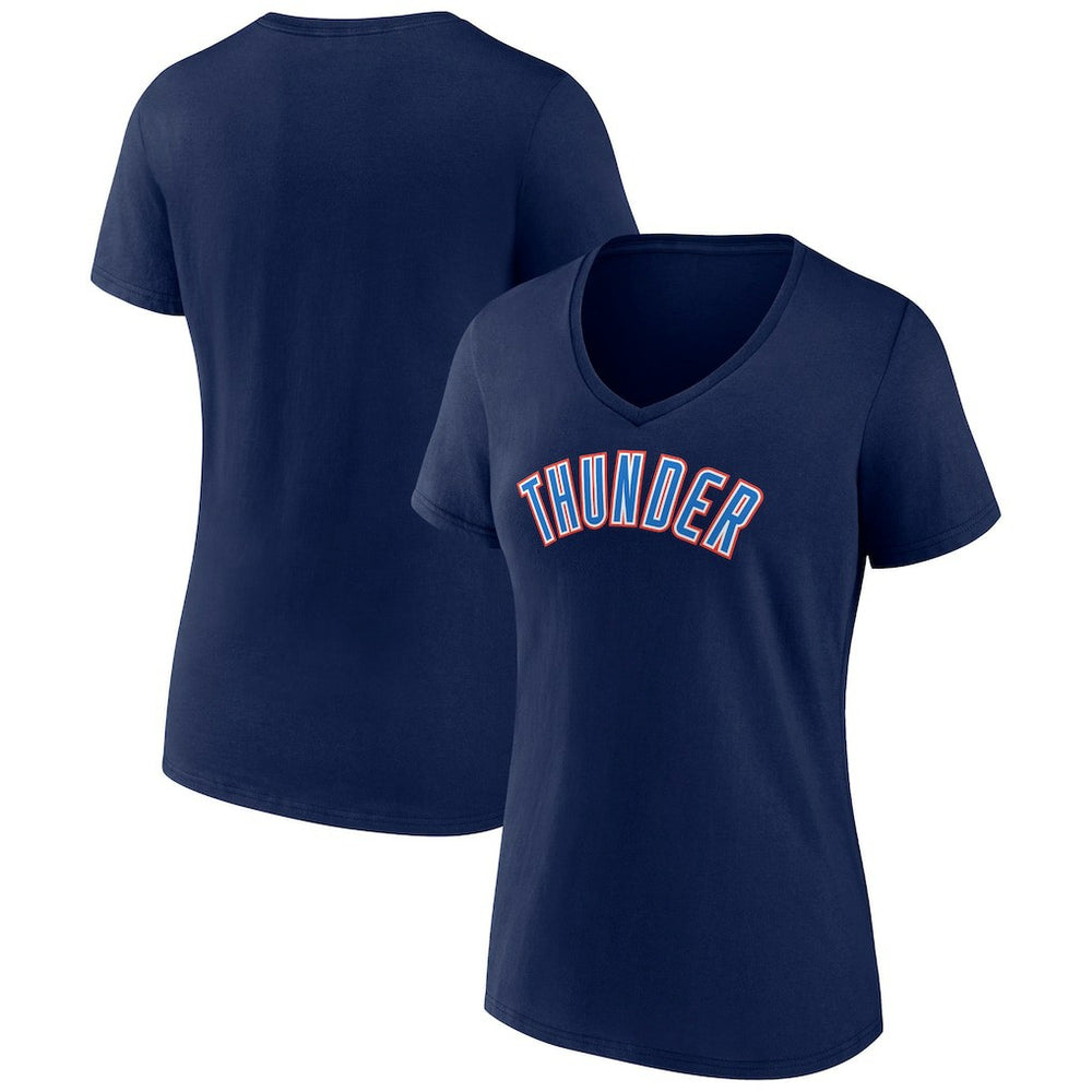 NBA - Oklahoma City Thunder Women's Wordmark V-Neck T-Shirt - Navy