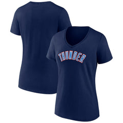 NBA - Oklahoma City Thunder Women's Wordmark V-Neck T-Shirt - Navy