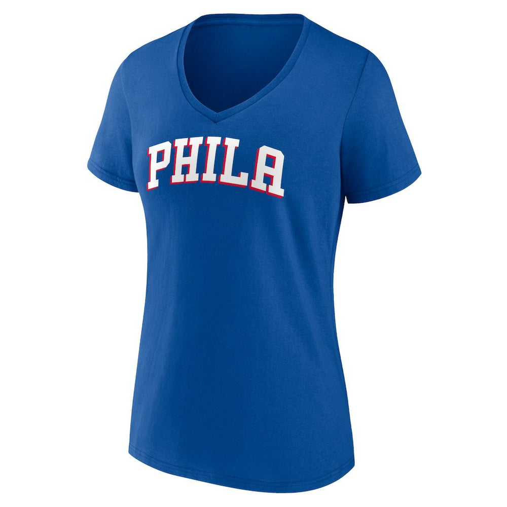 NBA - Philadelphia 76ers Women's Wordmark V-Neck T-Shirt - Royal
