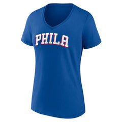 NBA - Philadelphia 76ers Women's Wordmark V-Neck T-Shirt - Royal