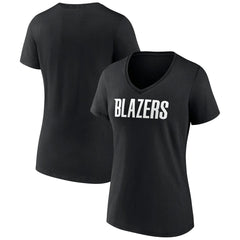 NBA - Portland Trail Blazers Women's Wordmark V-Neck T-Shirt - Black