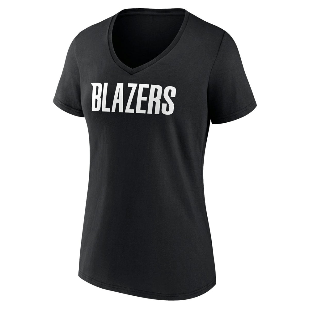 NBA - Portland Trail Blazers Women's Wordmark V-Neck T-Shirt - Black