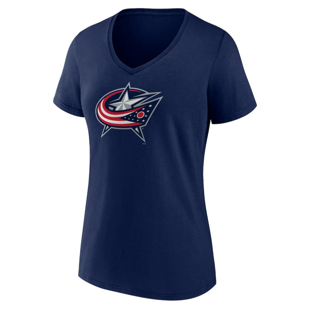 Columbus Blue Jackets - Women's Team Logo V-Neck T-Shirt Navy