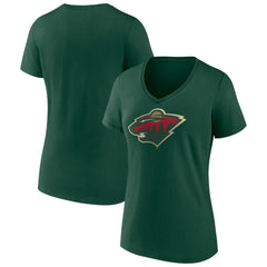 Minnesota Wild - Women's Team Logo V-Neck T-Shirt Green
