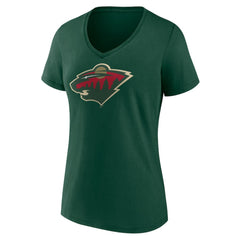 Minnesota Wild - Women's Team Logo V-Neck T-Shirt Green