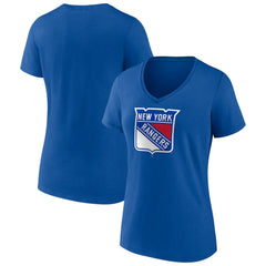 New York Rangers Women's Team Logo V-Neck T-Shirt Royal